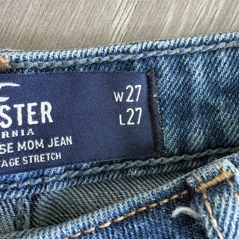 Hollister Womens Blue Denim Patchwork Ultra High-Rise Mom Jeans Size 5R (27x27)